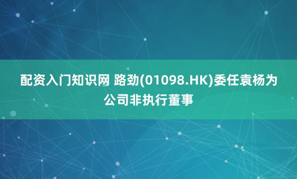 配资入门知识网 路劲(01098.HK)委任袁杨为公司非执行董事